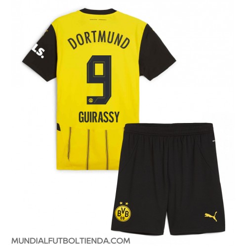 Camiseta Borussia Dortmund Serhou Guirassy #9 Primera Equipación Replica 2024-25 para niños mangas cortas (+ Pantalones cortos)